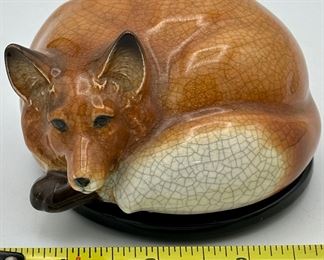 Vintage Porcelain Fox Trinket Box.