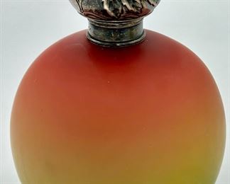 Large Fine Rubina Verde Satin Glass with Gorham Sterling Mount Perfume Bottle