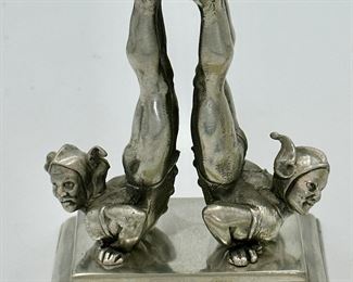 Pewter Figurine of 2 Jesters balancing a ball with their feet