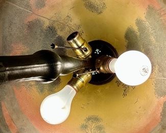 Beautiful Handel Lamp circa 1920-1930's. Both the Base and Lampshade are signed.  The shade is # 6504.  The colors of this lamp is amazing.  Excellent condition with no cracks or chips in the shade.