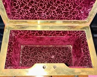 Solid Bronze Jewelry Casket. This is a beautiful  and quite heavy internal velvet-lined casket.