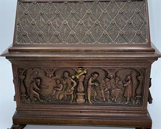 Solid Bronze Jewelry Casket. This is a beautiful  and quite heavy internal velvet-lined casket.