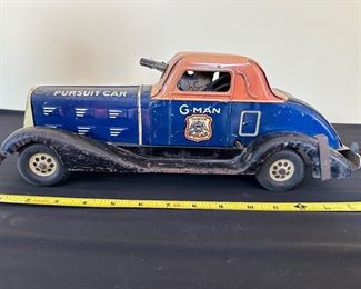 Louis Marx Vintage Tin Litho G-Man Pursuit Car