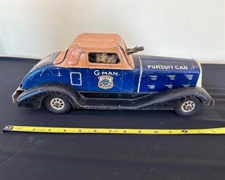 Louis Marx Vintage Tin Litho G-Man Pursuit Car