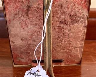 This small painting in a gilt frame appears to be a portrait of Anne Boleyn.  Anne Boleyn c. 1501 or 1507 – 19 May 1536) was Queen of England from 1533 to 1536, as the second wife of King Henry VIII. The circumstances of her marriage and of her execution by beheading for treason and other charges made her a key figure in the political and religious upheaval that marked the start of the English Reformation.