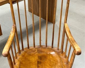 Antique Nichols and Stone Rocker with Curved Spindle Back