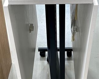 Rio Creations Folding work, sewing, dining table in White partical board on wheels for easy storage and utility. 