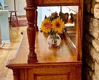 Beautiful Antique Oak Cabinet with Lots of Storage.  Great looking bar back or stand-alone.
