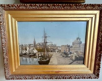 Cool Harbor painting by J M Garrick 1887 in Gold Embellished Frame