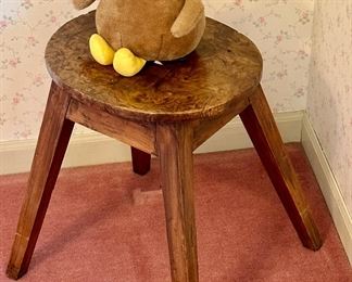 Antique stool with Burl Wood seat.  