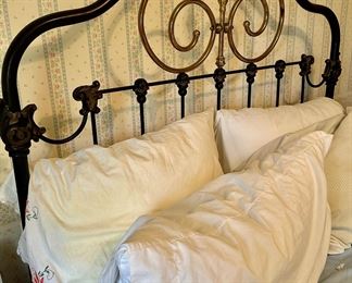 Antique Brass and Wrought Iron Full Size Bed Frame and Mattress