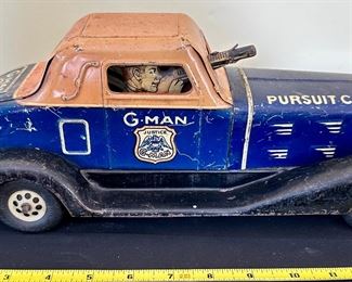 Louis Marx Vintage Tin Litho G-Man Pursuit Car
