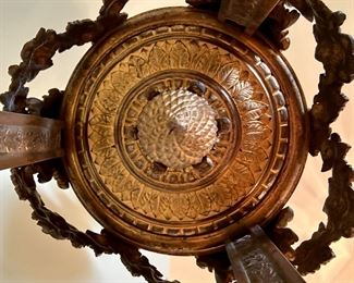 French Sevres Porcelain Urn on Bronze Door Pedestal Circa 19th Century.  Ormolu detail and awesome Lions on middle section.