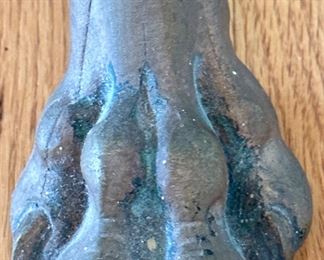 French Sevres Porcelain Urn on Bronze Door Pedestal Circa 19th Century.  Ormolu detail and awesome Lions on middle section. Check out the feet with nails.