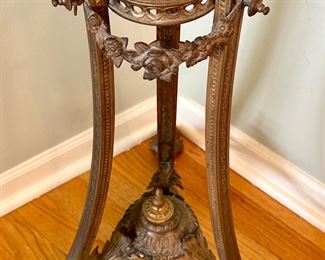 French Sevres Porcelain Urn on Bronze Door Pedestal Circa 19th Century.  Ormolu detail and awesome Lions on middle section.