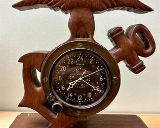 Military Aircraft Waltham Cockpit Clock (working condition) In wood base