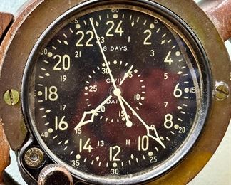 Military Aircraft Waltham Cockpit Clock (working condition) In wood base