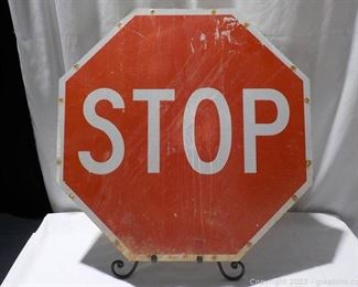 Authentic Metal Stop Sign with Patina