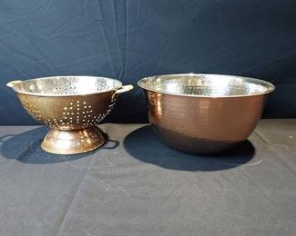 Copper Bowl and Colander