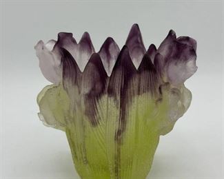 Daum Crystal Iris Vase