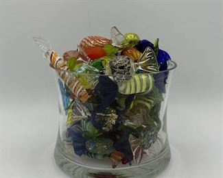 Dish Full of Murano Style Glass Candy