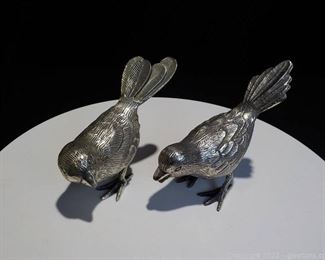 Pair of Small Pewter Birds