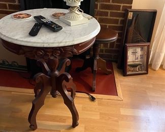 Marble top side table.