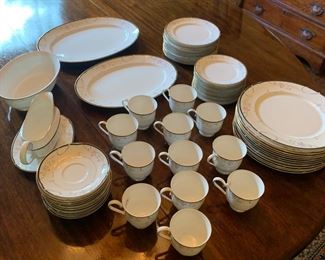 White Lenox serving dishes.