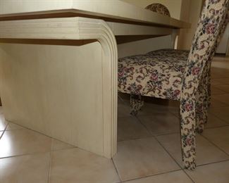 Vintage contemporary light wood dining table with 6 chairs