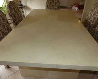 Vintage contemporary light wood dining table with 6 chairs