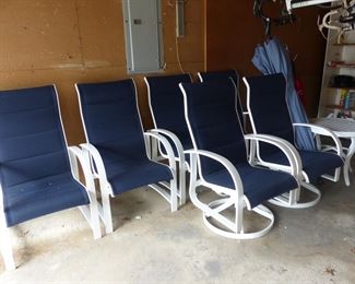 2 years old, always covered "Like new"  outdoor table and 6 chairs, umbrella & small side table (all stored in garage)