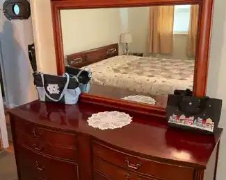 Matching Bow Front Dresser with Mirror