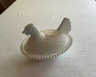 Milk Glass Hen on Nest