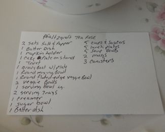 Pfaltzgraff Tea Rose Dishes Itemized