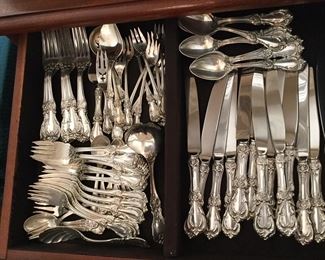 ''BURGUNDY''STERLING SILVER BY REED AND BARTON, PLACE SETTINGS FOR 13 PLUS SERVING PIECES