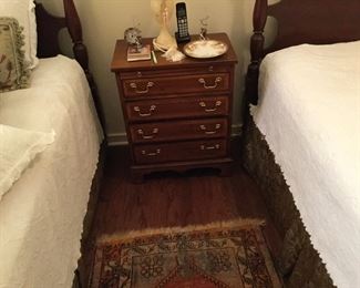 BED SIDE CHIPPENDALE CHEST INLAID AND BRUSHING SLIDE