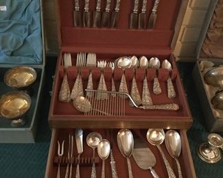 REPOUSEE BY KIRK, PLACE SETTINGS PLUS SERVING PIECES