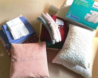 Assorted Linens and Humidifier