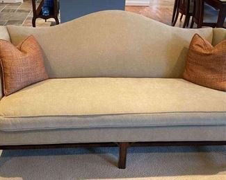 Beige Camelback Settee Sofa
