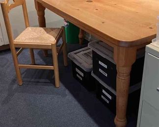 Pine Farmhouse Style Dining Or Craft Table With Chair