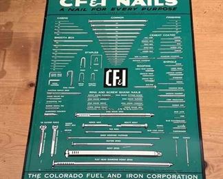 Vintage Tin Cardboard Nail Chart The Colorado Fuel And Iron Corporation