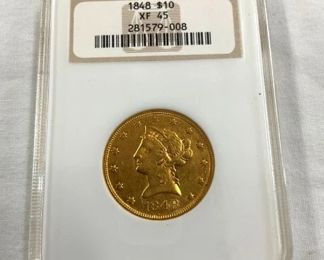 1848 $10 GOLD XF45 LIBERTY HEAD