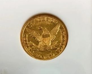 1847 $5 AU50 GOLD LIBERTY HEAD