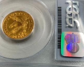 1843 PCGS AU50 $5 GOLD LIBERTY HEAD
