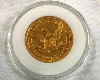 1849 $5 GOLD LIBERTY HEAD COIN