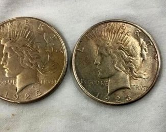 (2) 1923/25 PEACE SILVER DOLLARS