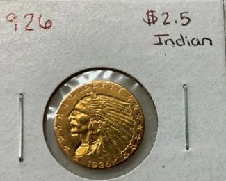 1926 $2 1/2 GOLD INDIAN HEAD COIN