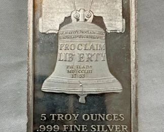 5 OZ BAR .,999% SILVER