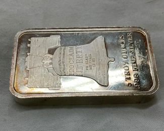 5 OV BAR .,999% SILVER