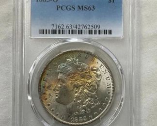 1885 O MORGAN PCGS MS63